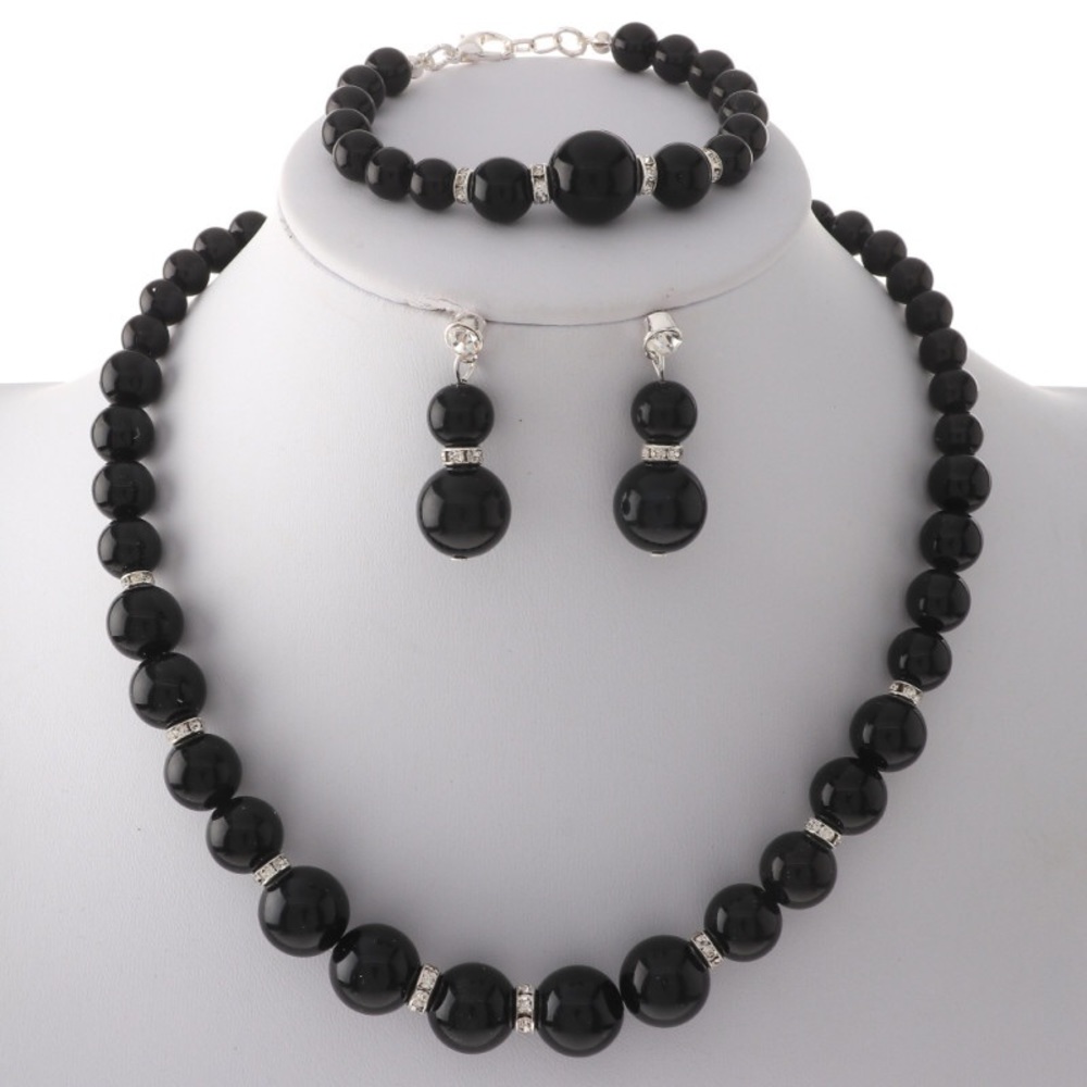 🆓Bracelet 🎊Classy Black Pearl Statement Necklace